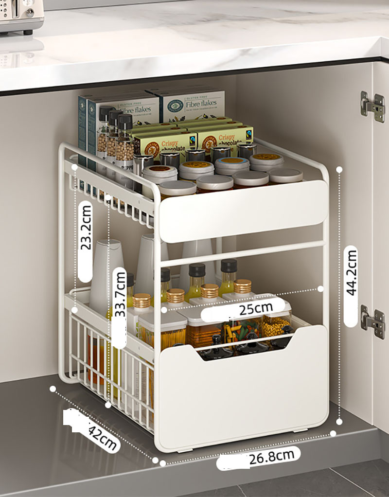 Large pull-out double-layer storage rack (mesh type)