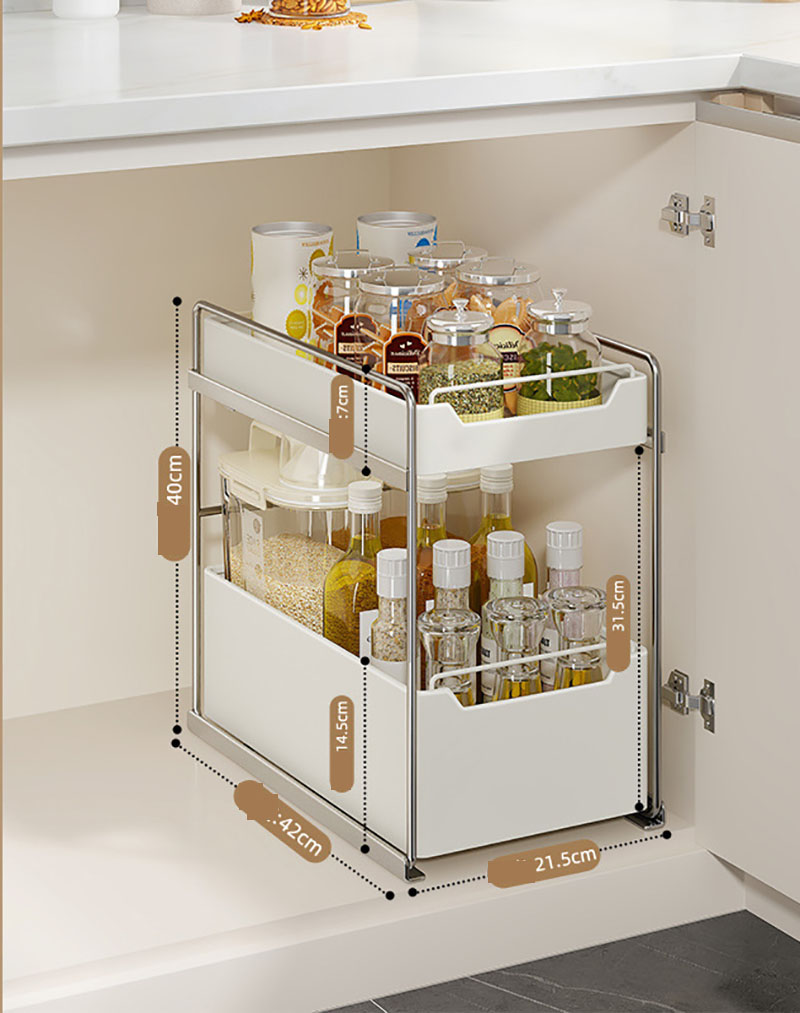 Small pull-out double-layer storage rack upgrade