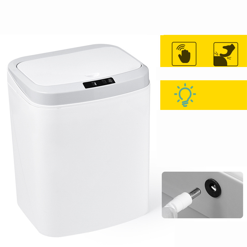 White 16L USB charging version (infrared   button   tap kick bucket sensing   night light) top matching -26.5x20.8x33cm