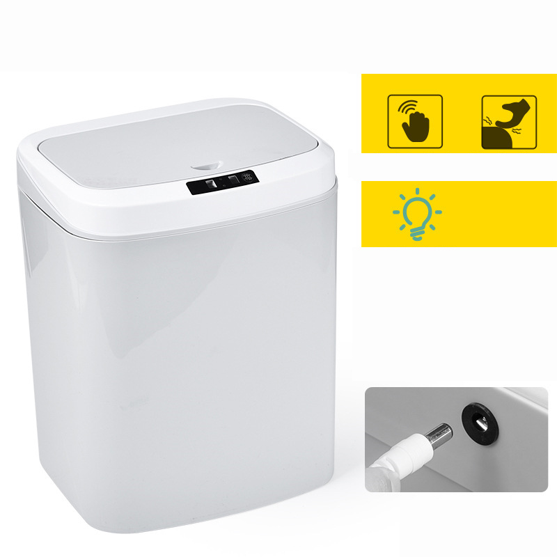 Grey 16L USB charging version (infrared   button   tap kick bucket sensing   night light) Top matching -26.5x20.8x33cm