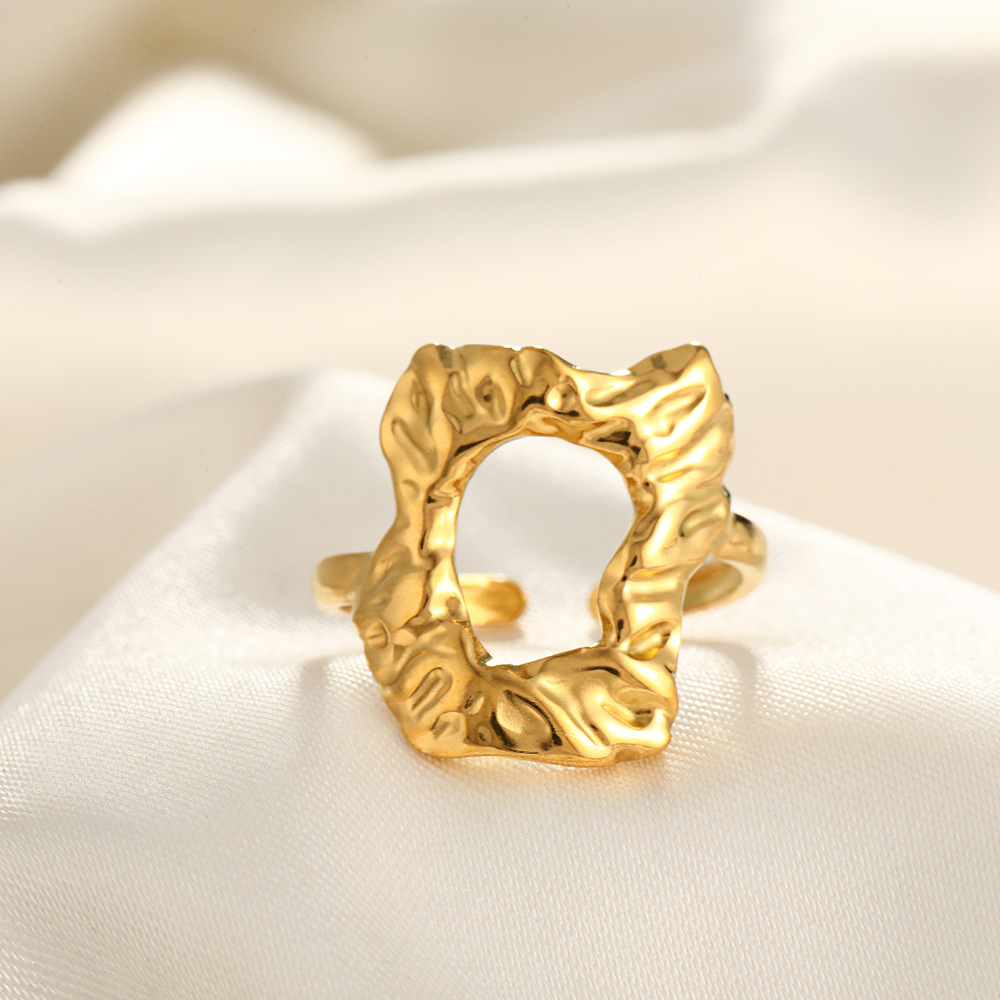 18k gold irregular square hollow