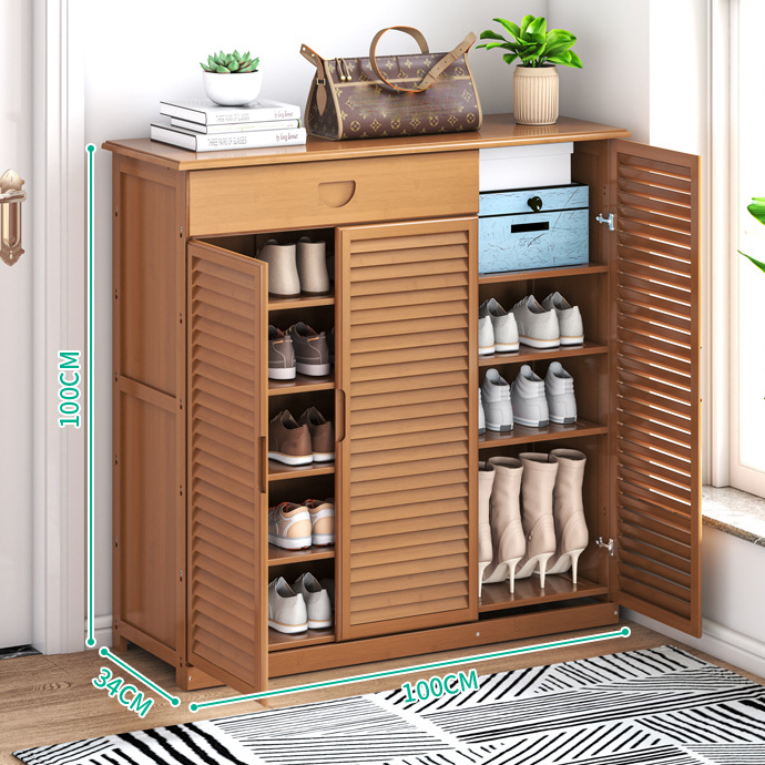 Brown elevated -100 single draw five-layer shoe cabinet