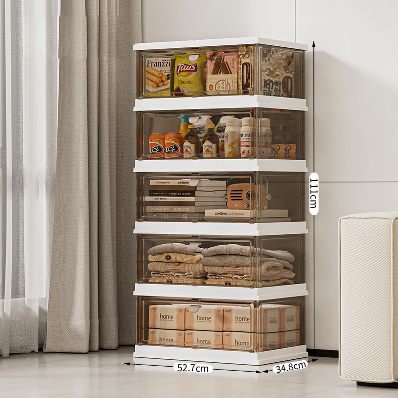 Integrated storage cabinet - white coffee color pure transparent panel 5 layers