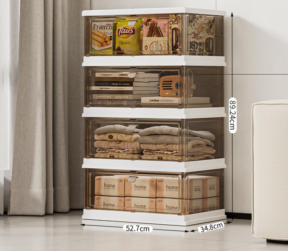 Integrated storage cabinet - white coffee color pure transparent panel 4 layers