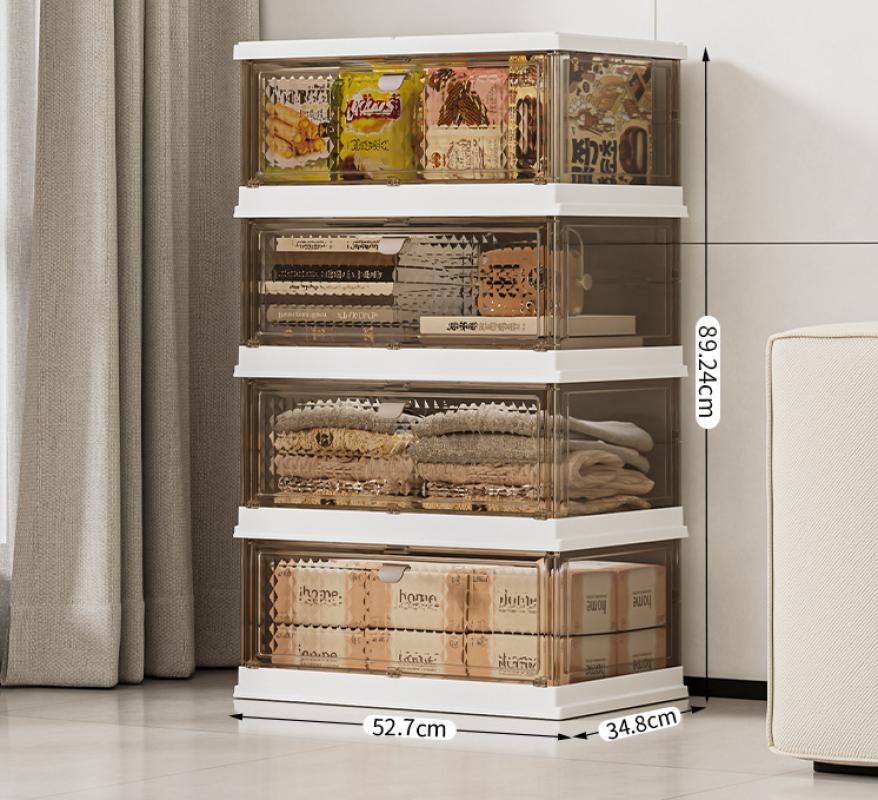 Integrated storage cabinet - white coffee color diamond shaped panel 4 layers