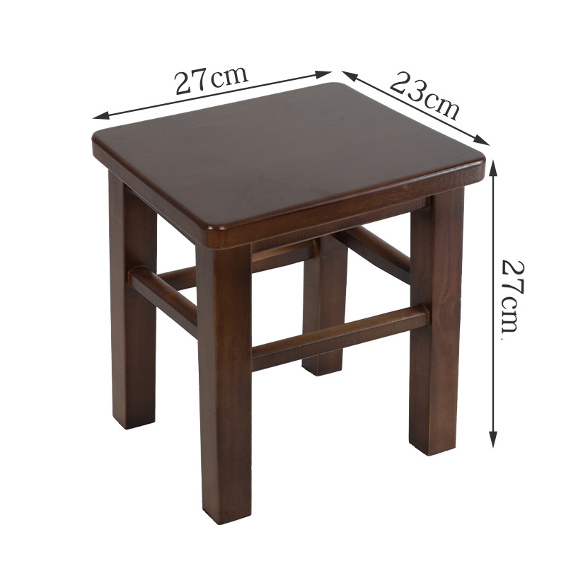 Solid wood square stool 27CM walnut color