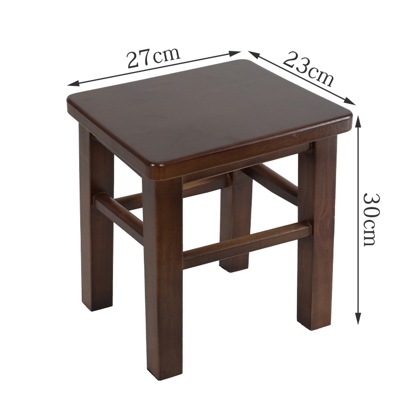 Solid wood square stool 30CM walnut color