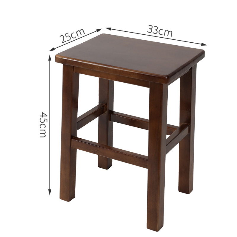 Solid wood square stool 45CM walnut color