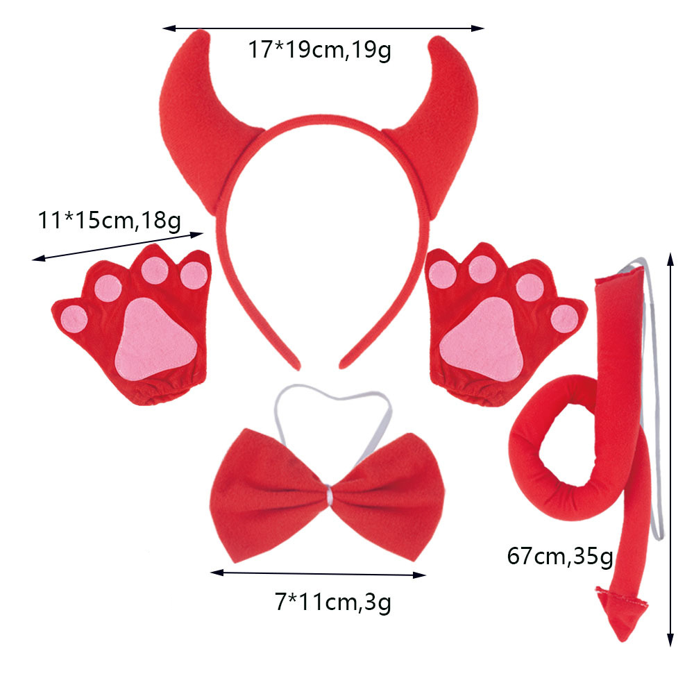 Red Bull Horn Three Piece Set Red Gloves