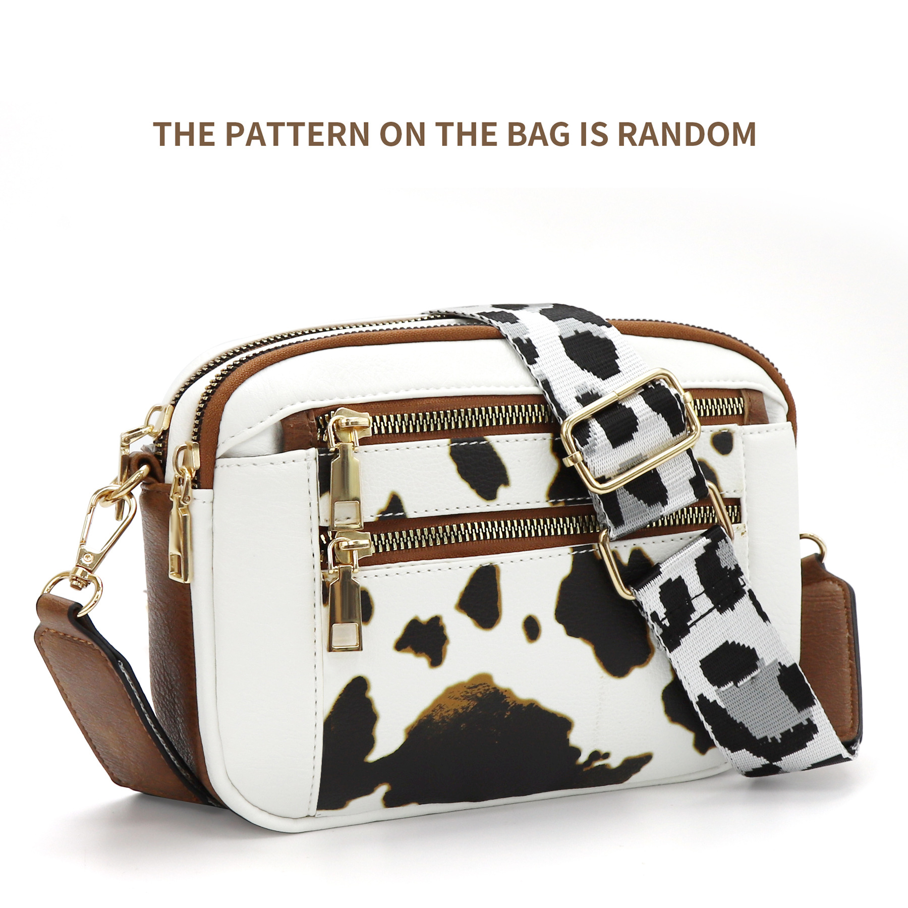 Double zipper cow white brown ( spot )