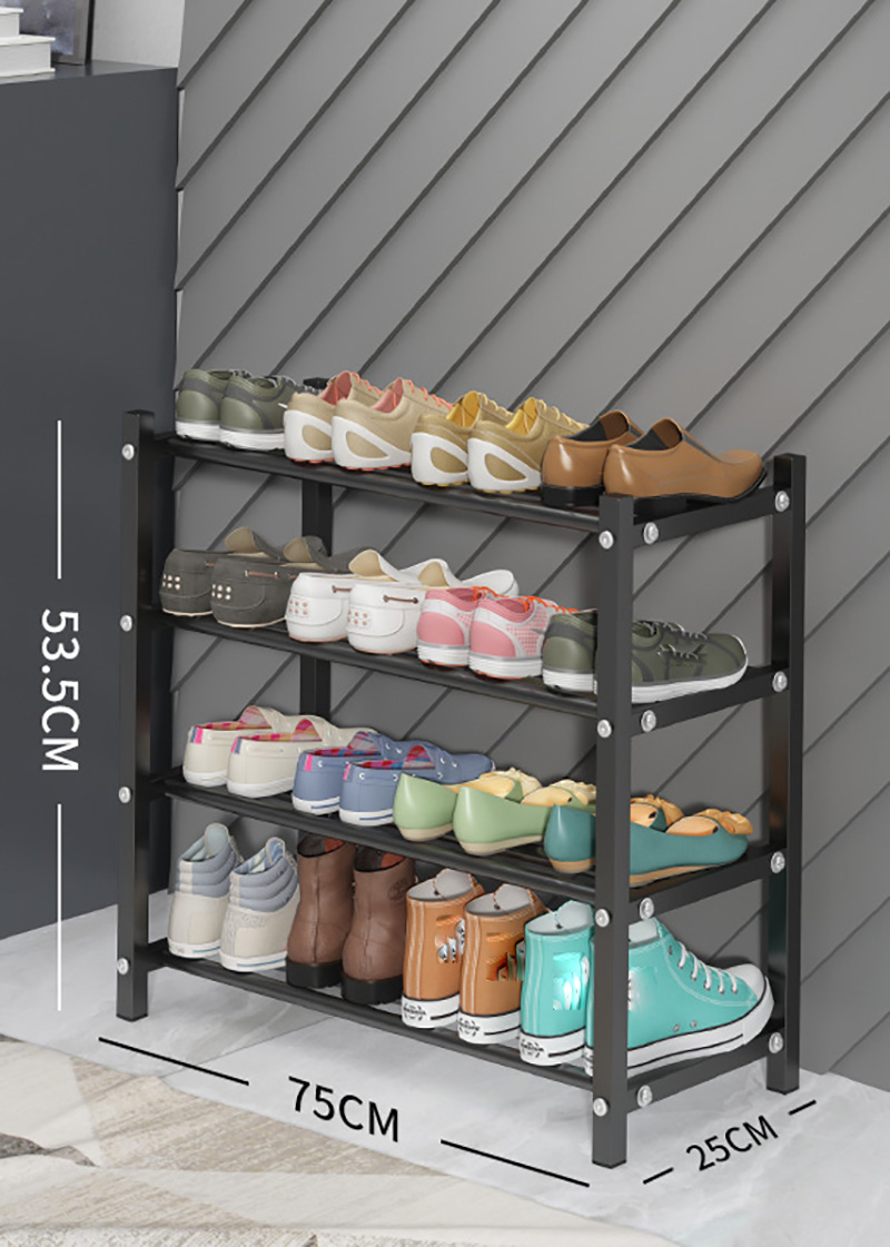 Shoe rack black four layers 75cm