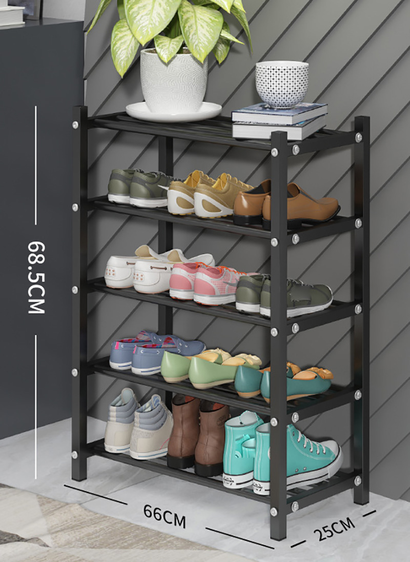 Shoe rack black five layers 66cm