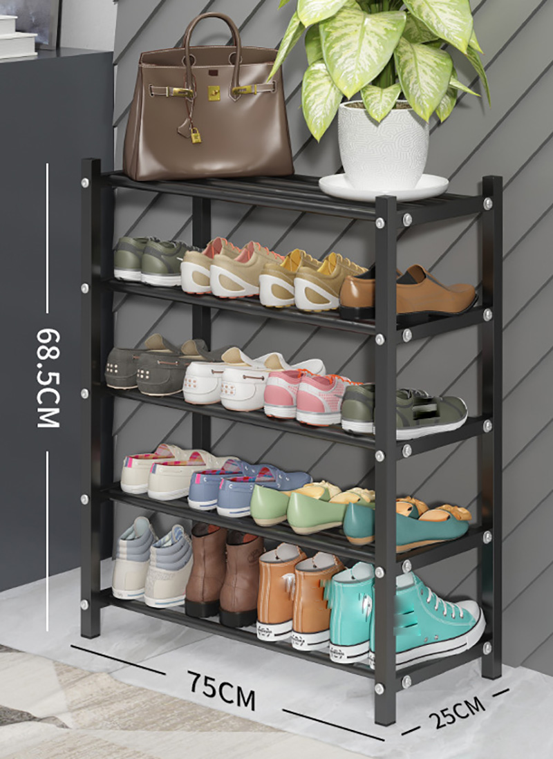 Shoe rack black five layers 75cm