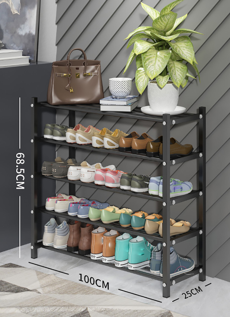 Shoe rack black five layers 100cm