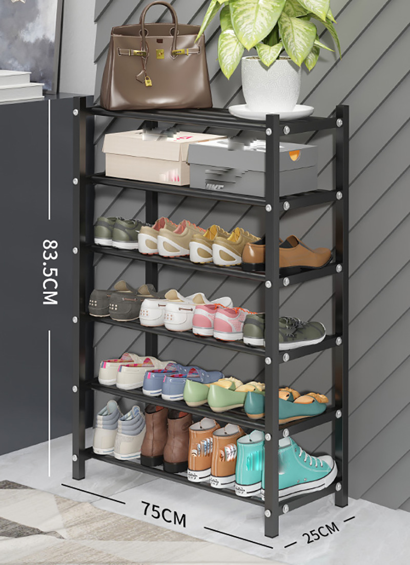 Shoe rack black six layers 75cm