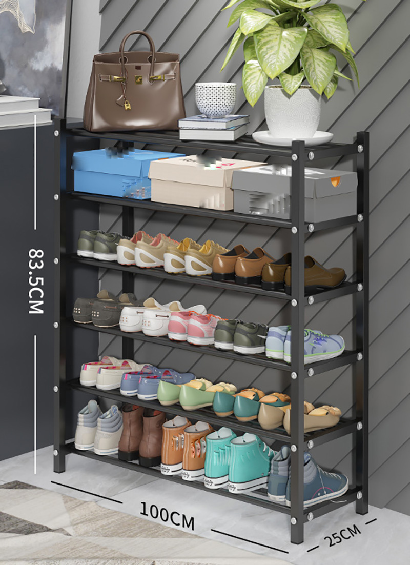 Shoe rack black six layers 100cm