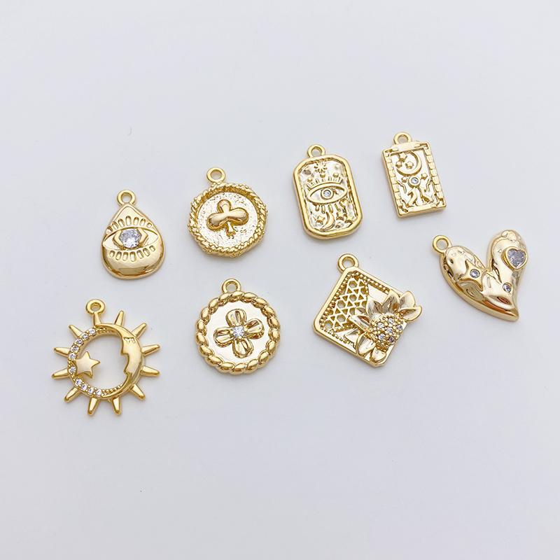 14K flower buttons 13x14.5mm