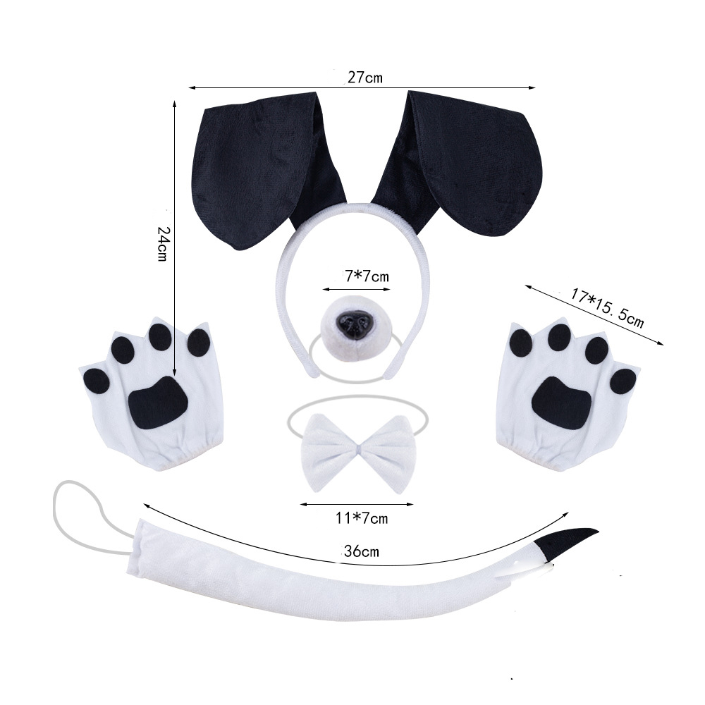 Black and White Sausage Dog 4-piece Set Fingerless Gloves