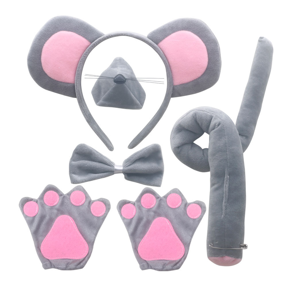 Super Soft Gray Mouse Ear 4-piece Set Gray Gloves