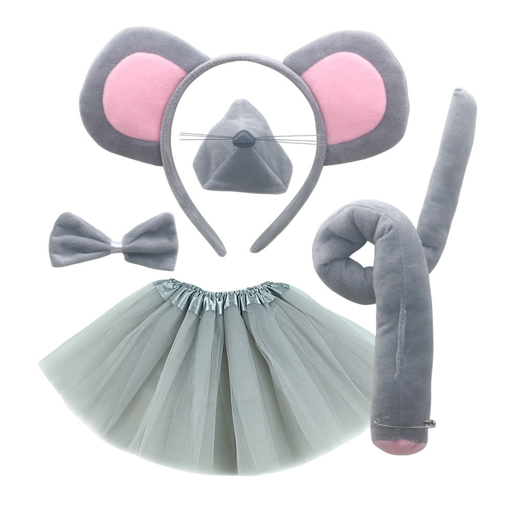 Super Soft Grey Mouse 4-piece Set Grey Yarn Skirt