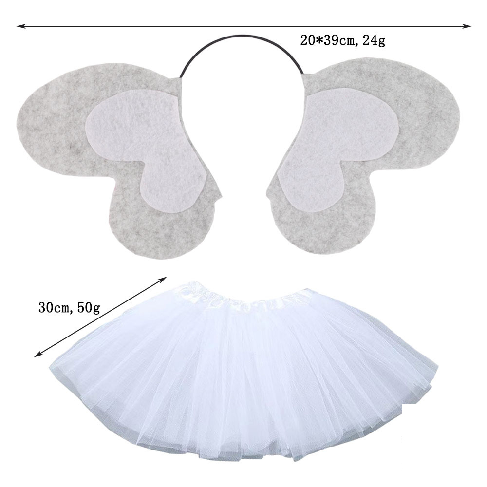 Iron buckle elephant headband white gauze skirt