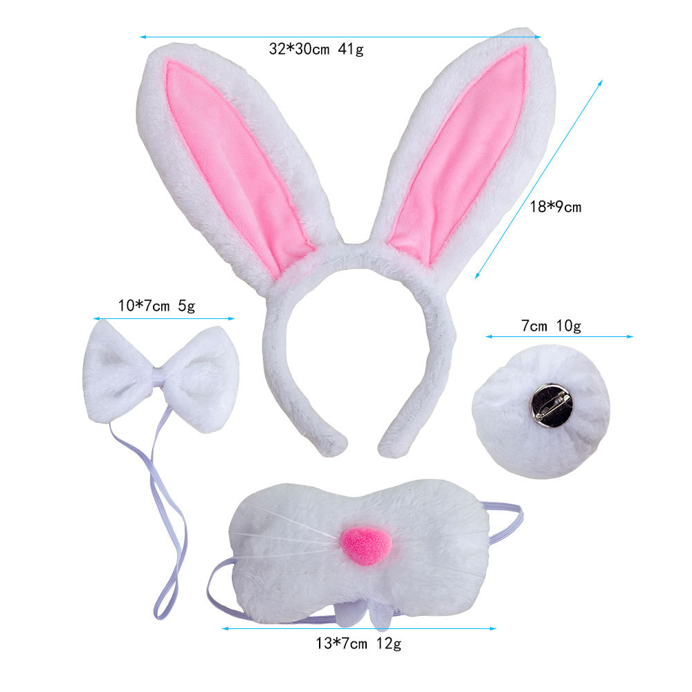 Fur powder white rabbit nose four piece set