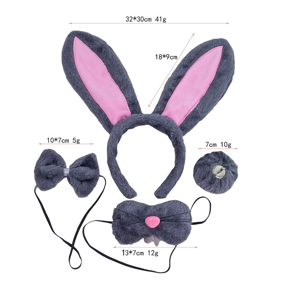 Fur powder gray rabbit nose four piece set