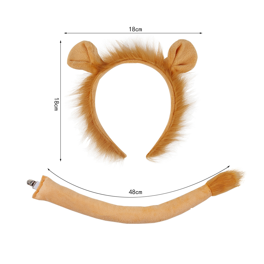 Super soft hairy lion ears clip tail