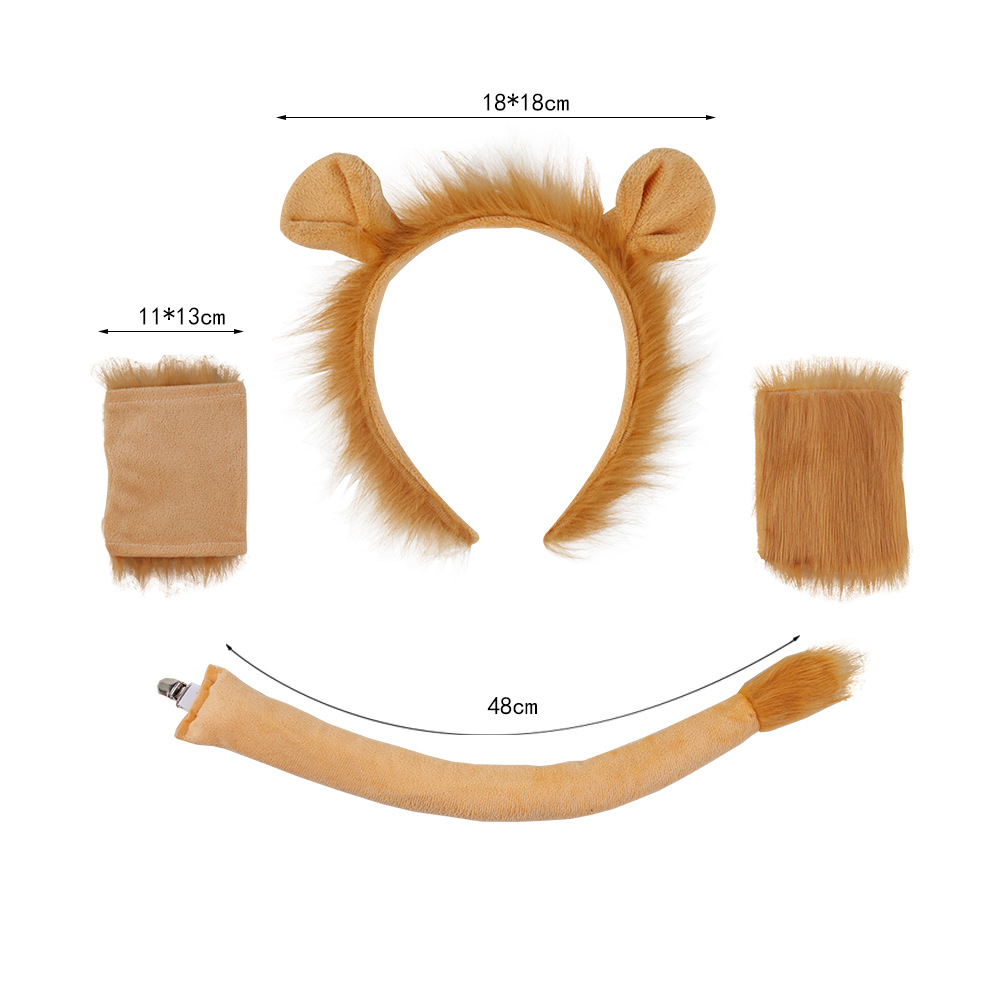 Super Soft Haired Lion Ears Tail Haired Gloves