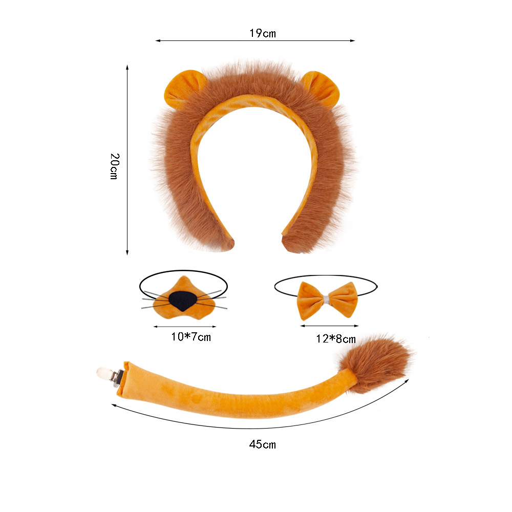 Simba Lion 4-piece headband nose tie tail