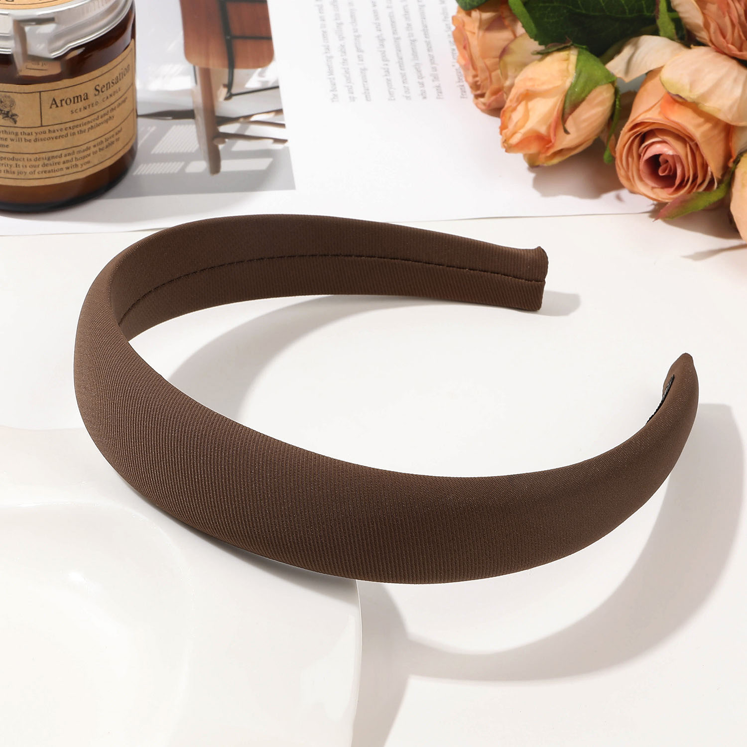 Twill sponge hair hoop-deep coffee