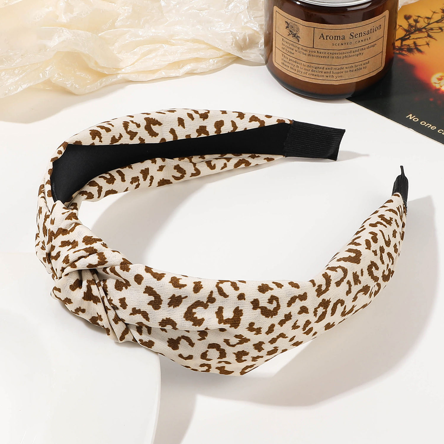 Leopard hair hoop-beige