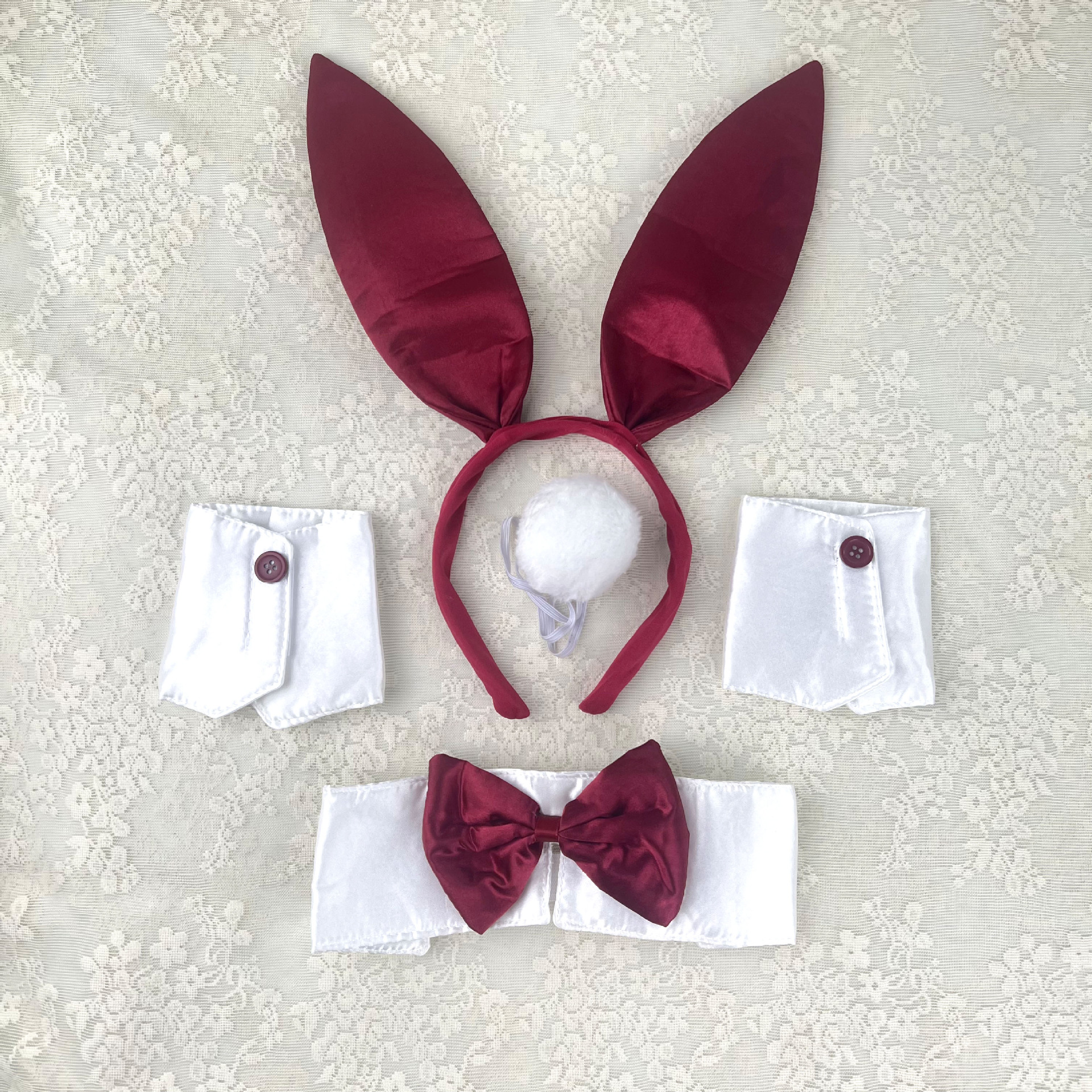 Wine Red Ding Rabbit Four Piece Set