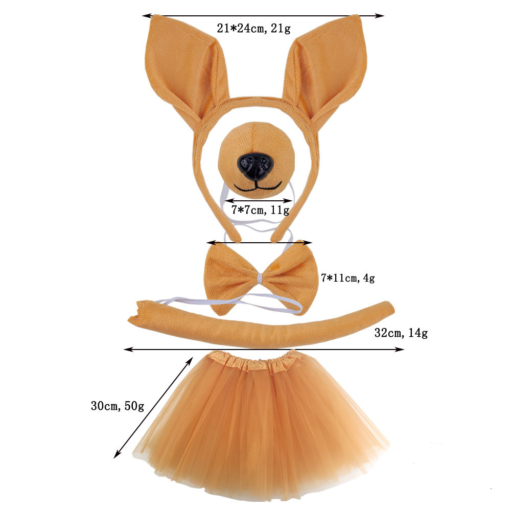 Kangaroo ear nose four piece set light brown gauze skirt