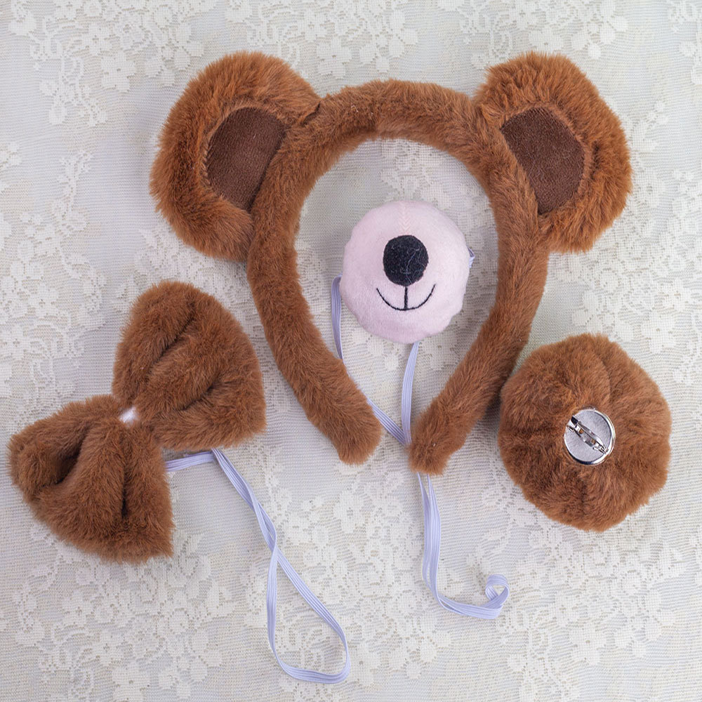 Rabbit velvet coffee teddy bear ear four piece set