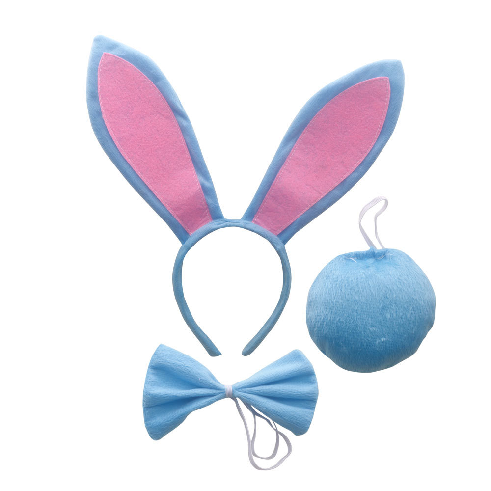 Pink Sky Blue Long Eared Rabbit Three Piece Set