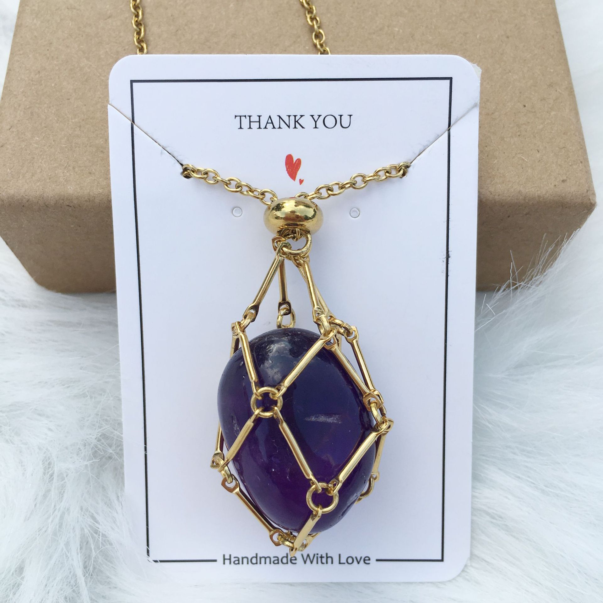 Gold plated steel - amethyst