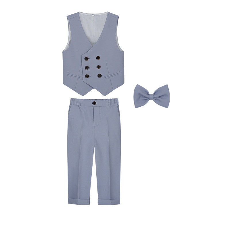 Blue 3-piece set (Vest , trousers and bow tie)