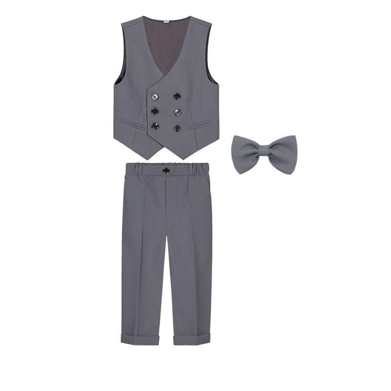 Gray 3-piece set (Vest , trousers and bow tie)