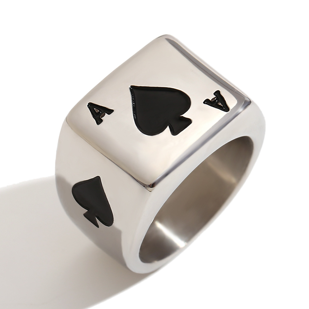 Vintage Card ring for men - Black