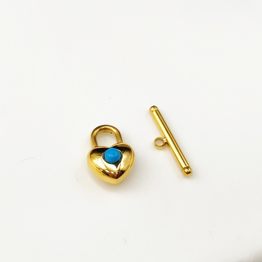 Gold blue turquoise love OT buckle a set