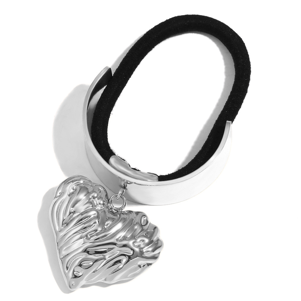 Patterned love pendant hair tie - Steel color