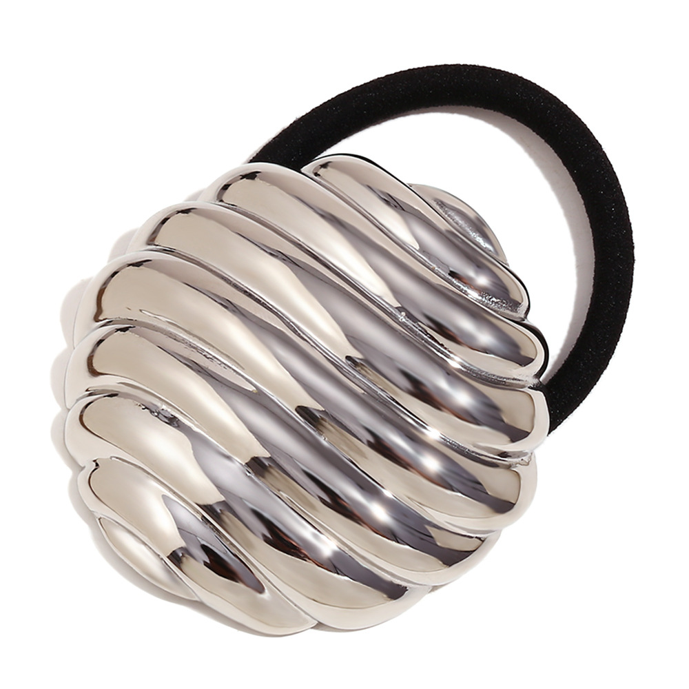 6:Threaded eggshell hair tie - Steel color