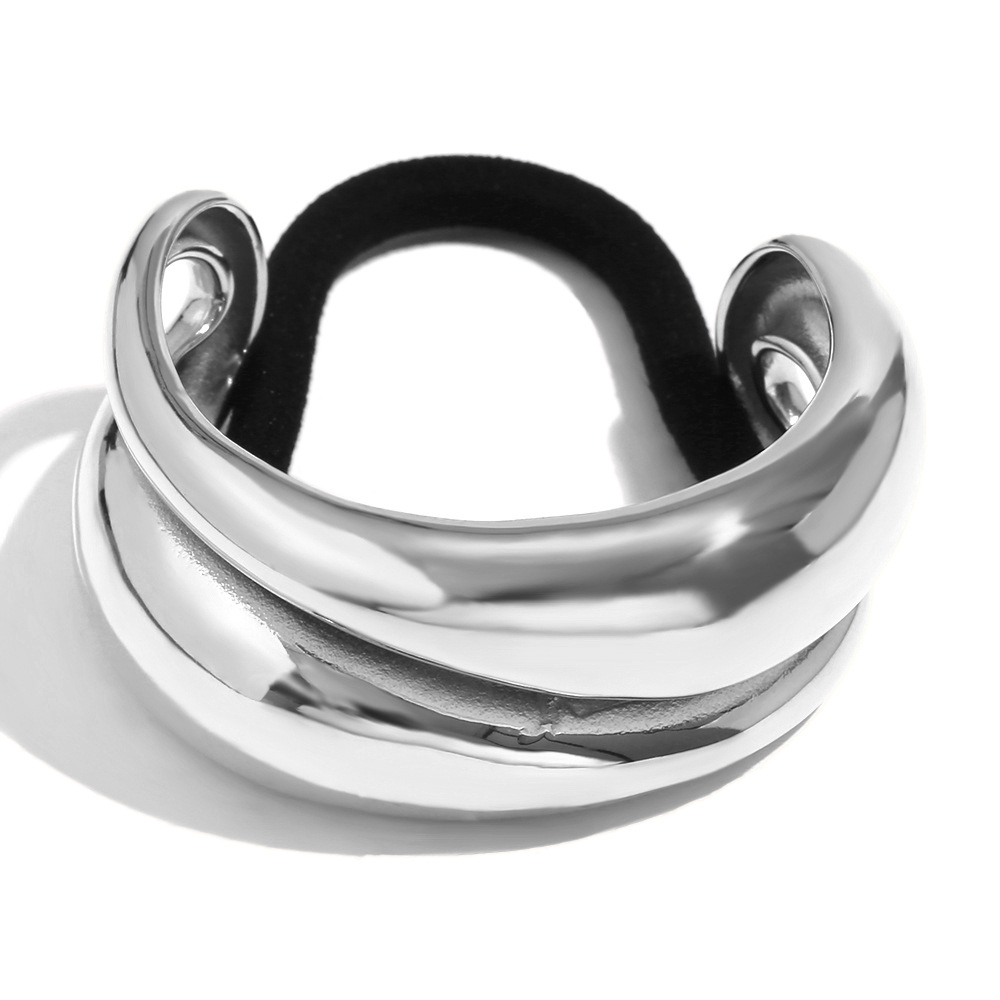 8:Symmetrical double drop hair tie - Steel color