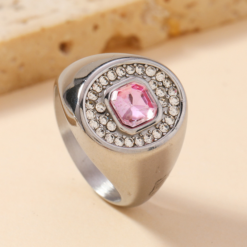 Steel color ( pink gem ) US Size #6