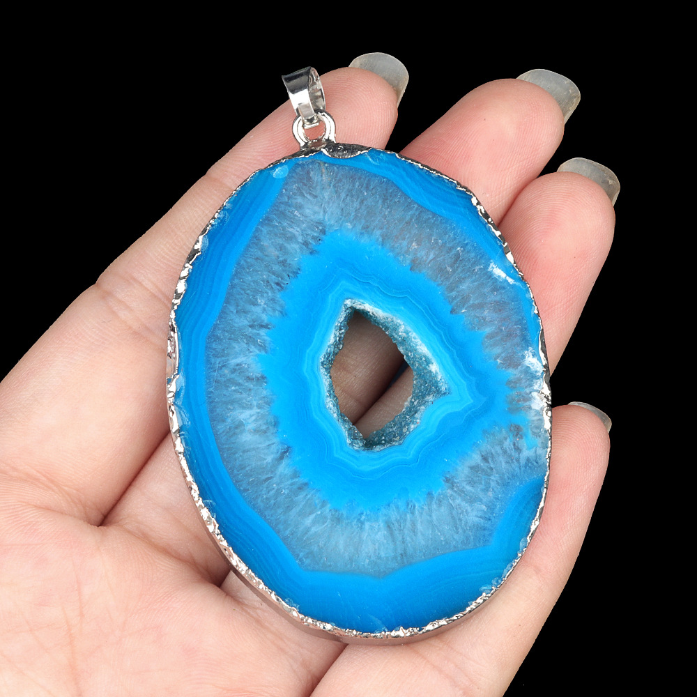 Blue agate (silver edging)