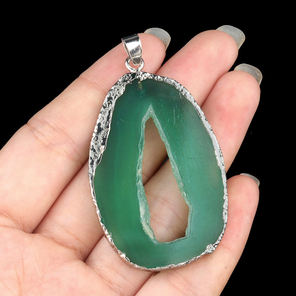 Green agate (silver edging)