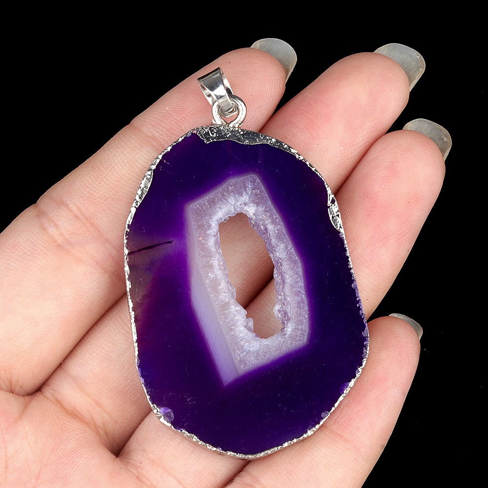 Purple agate (silver edging)