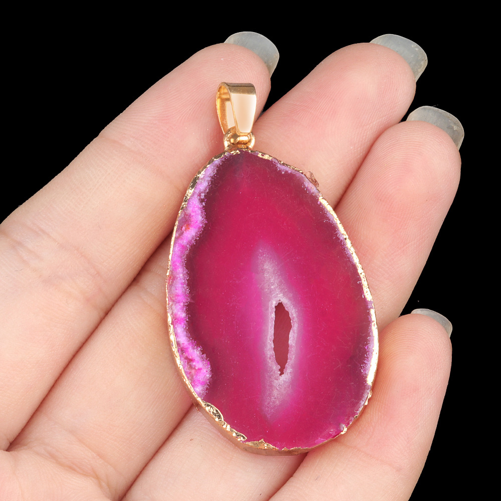 4:Rose red agate (gold edging)