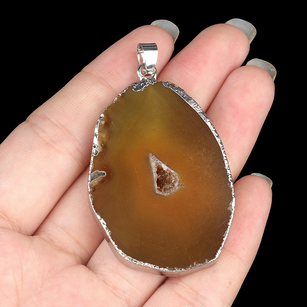 9:Yellow agate (silver edging)